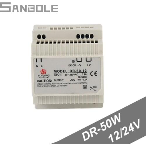 DR-50W-12V Switching Power Supply Cabinet DIN Rail Mounting Installation Single Output Electric 5V/12V/15V/24V