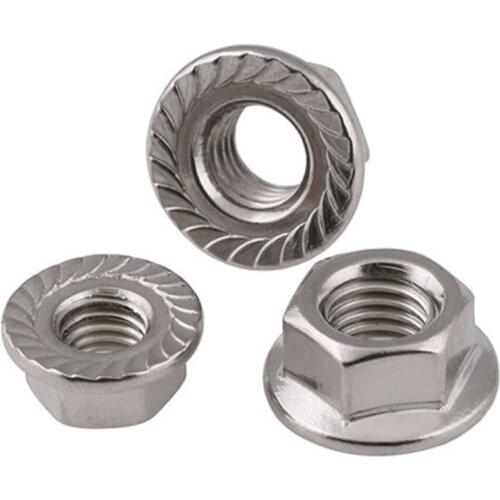 304 Stainless Steel Flanged Hex Nut Flange Nuts non-slip lock nut M3 M4 M5 M6 M8 M12