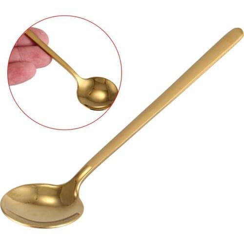 HOT-Round Shape Coffee Spoon Stainless Steel Mini Teaspoons Sugar Dessert Spoon Ice Cream Soup Spoon Kitchen Accessories(gold)