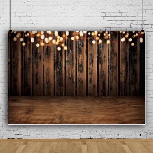 Laeacco Old Planks Wood Wall Floor Fantasy Polka Dots Light Bokeh Party Pet Doll Portrait Photo Background Photography Backdrops