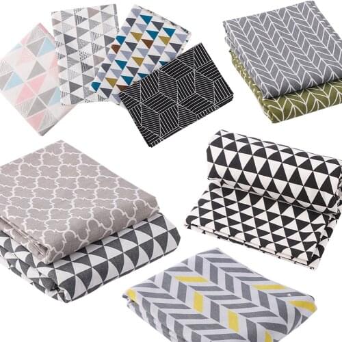 Printed Linen Cotton Fabric Geometry Cloth For Curtain Tablecloth Table Runner Pillow case Cushion Sewing Placemat Bags Material