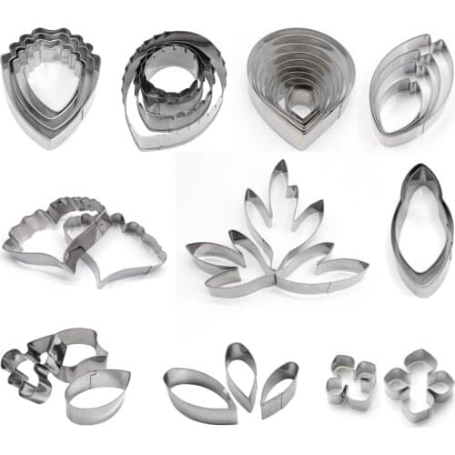 Leaves&Flower Petal Stainless Steel Cutter Set Fondant Sugarcraft Mold DIY Handmade Craft Cutters Mould Cake Decorating Tool