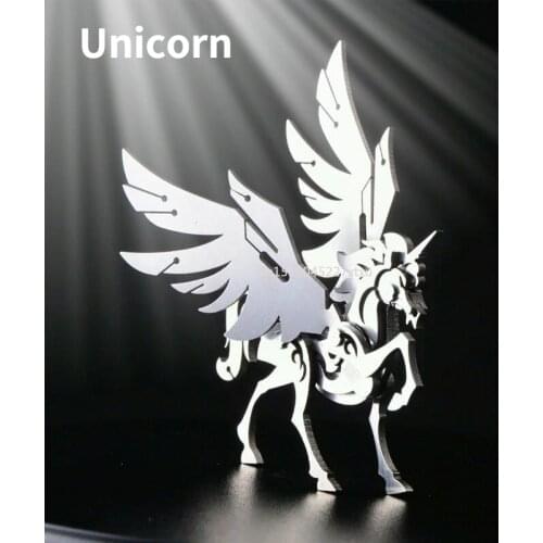 Steel Warcrafts 3D Metal Puzzle Set Unicorn Manually Assemble Animal Models Jigsaw For Adults Kids Gift Collection Dropship