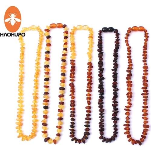 HAOHUPO Raw Amber Necklaces for Adults Raw Irregular Beads Baltic Natural Amber Women Necklace Organic Jewelry Supplier