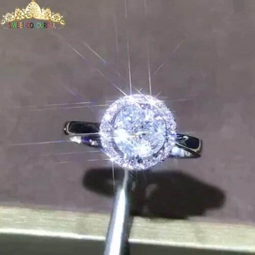 Wedding ring Moissanite Diamond Ring Genuine 18K 750 White Gold