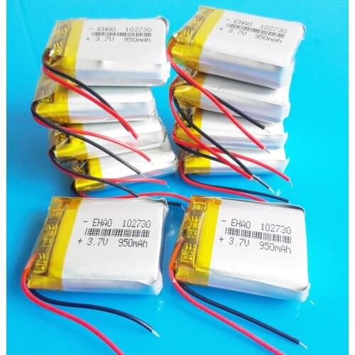 Wholesale 10pcs 102730 3.7V 950mAh lipo polymer lithium rechargeable battery for MP3 GPS DVD recorder headset e-book camera