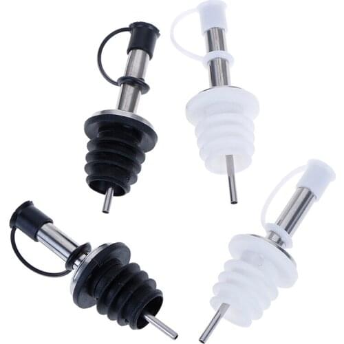 Stainless Steel Wine Cork Pourer, Bottle Stopper Wine Cork Spout Dispenser With Silver Black Oil Bottle Cork