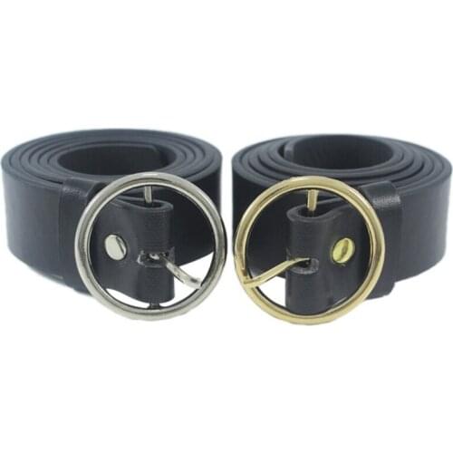 Fashion Alloy Women Belt Leather Pin Buckle Concise Wild Fashion PU Waistband Circle Iron Ring Tie Fancy Vintage Strap Female