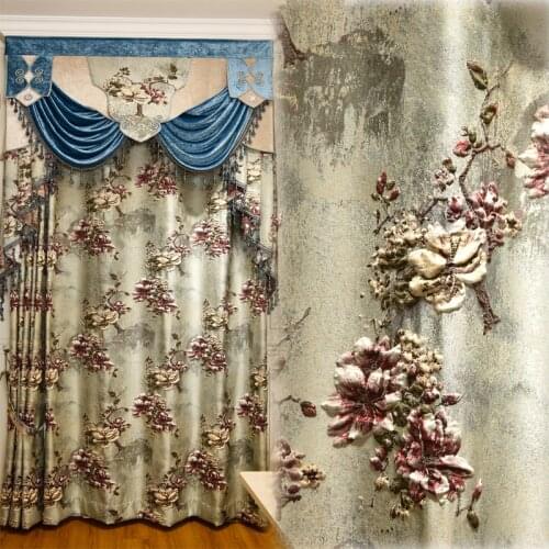 Europe and Americas top luxury 4D jacquard villa curtains for Bedrooms with high quality embroidered tulle for Living Room