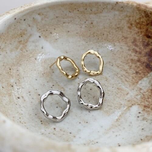 SHANICE925 Sterling Silver Irregular Circle Stud Earrings For WomenEarring Regalos Para Mujer Brincos Para As Mulheres