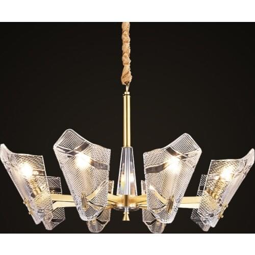 Nordic luxury living room LED chandelier simple American bedroom decoration modern hotel crystal dining room chandelier lighting