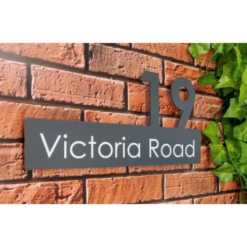 Modern Personalised House Sign Large Number & Street Name Floating Fixtures Inc