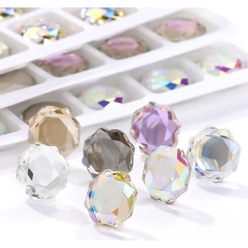 10mm Swarovsky New Design Shiny Crystal Strass For Nail Decoration Hexagon Shape Crystal Strass Glue On Nails Glass Crystals