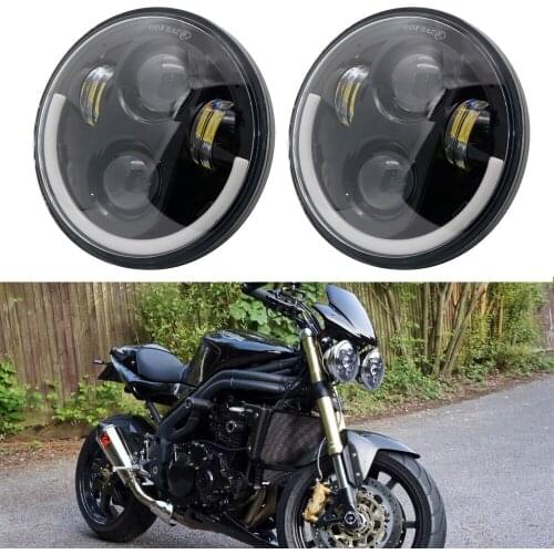 2x 5.75 inch 5 3/4" halo projector Motorcycle led headlight for 3 & Speed Triple & Street Triple & Thunder