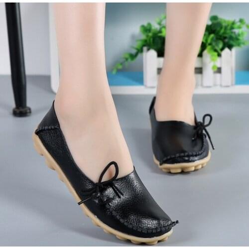 Women Geniune Leather Shoes Moccasins Mother Loafers Soft Leisure Flats Female Casual Footwear 2020 Spring New Arrival