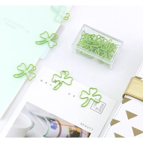 TUTU Free shipping 15pcs/box four leaf clover clip befriend metal paper clips Memo Clip Metal Binder Paperclip H0222