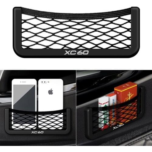 Universal Car Seat Side Back Storage Net Bag Phone Holder Pocket Organizer Black for VOLVO XC60 Auto Accessories
