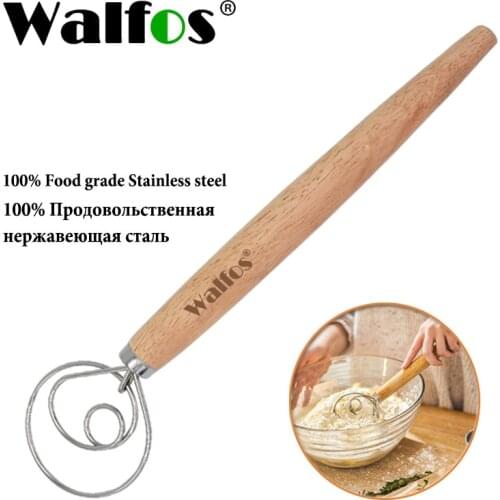 WALFOS Stainless Steel Danish Dough Whisk Blender Cake Bread Pastry Dough Mixer Stick Egg Beater Tools Baking Pastry Blender