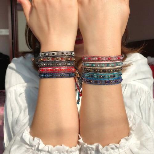 2021 New Fashion Rainbow Seed Beaded Handmade Weave Wrap Bracelet For Women Friendship Chain Bohemian Bracelets Jewelry Pulsera