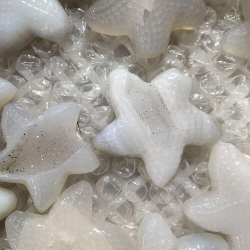 1pcs DRUZY AGATE STARFISH Ornament Energy Healing Stone