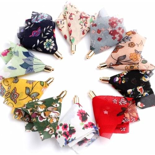 100p Mix Designs 58mm Chiffon Flower Tassel Fabric Charms For Keychain /Cell Phone Straps /Handbag Pendant Jewelry Findings