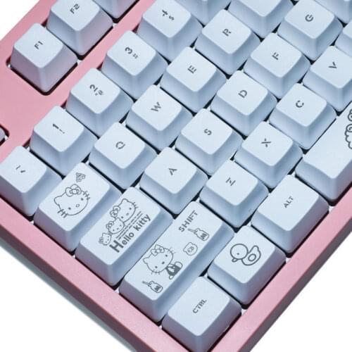 108 Key White Cat Keycap PBT Sublimation Cherry Height Very Cute Girl Gift Mechanical Keyboard Keycap Cherry MX Switch 61/87/104