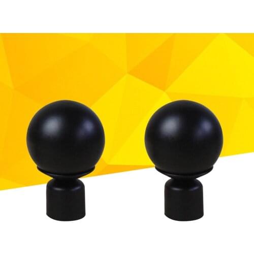 2 Pcs 28mm Window Curtain Rod End Black Unique Design Drapery Pole Drape Rod Finals Head Finials Fit for Home Office