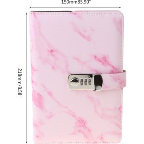 2021 Marble Texture Notebook Password Lock Notebooks Leather Notepad Agenda Weeks Diary Month Planner School Stationery
