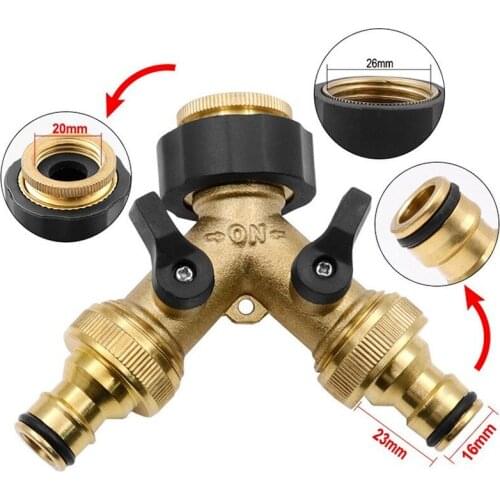 3/4 Brass Garden Tap 2 Way Irrigation Valve Hose Pipe Splitter Connector Adapter Female Thread G3/4 Washing Machine
