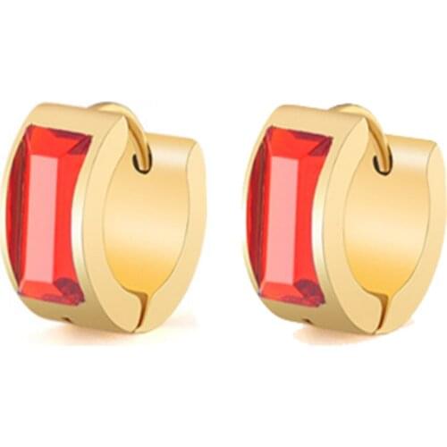 316L Stainless Steel Blue Purple Red Crystal Earrings Titanium Steel Non-fading Womens Earrings