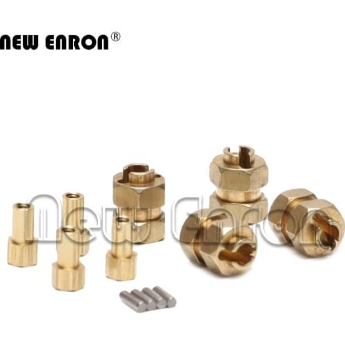 4Pcs Brass Extended Wheel Hex 7mm Hub Wheel Lock Nuts Adapter for RC Cars Crawler 1/24 Axial SCX24 90081 AXI00002 Upgrade Parts