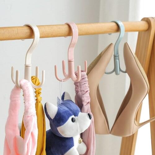 5pcs 360 Degrees Rotate Four Claws Hooks Dry Wet Dual Use Towel Hanger Home Clothes Shoes Sundries Multi-Function Organizers