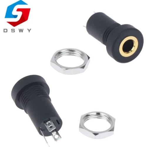 5PCS PJ392A 3.5MM Audio Jack Socket 3 Pole Black Stereo Solder Panel Mount Gold With Nuts PJ-392A