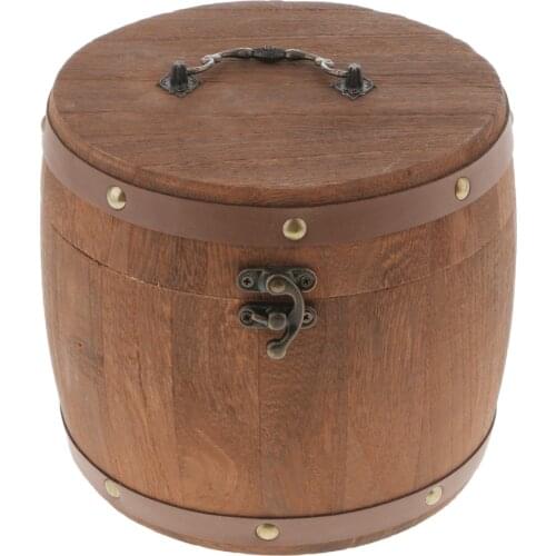 Large Wooden Barrel Canister Storage Caddy for Tea Leaf Flour Coffee Bean