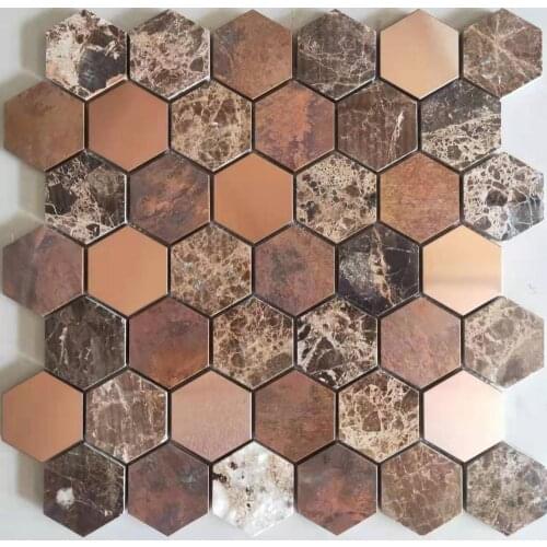 Factory price classic style gold metal brown copper mosaic wall sticker