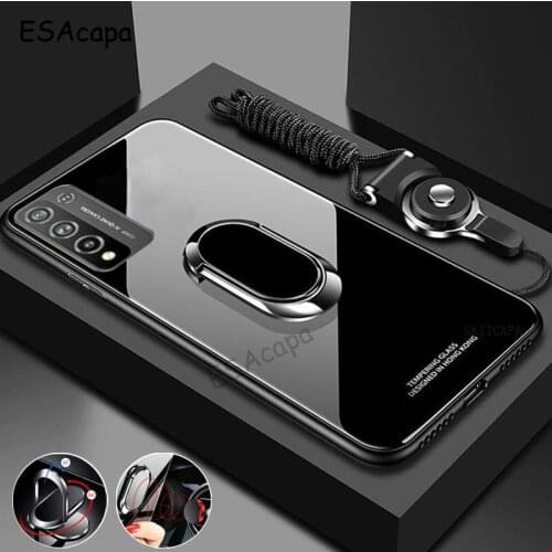 For Huawei Honor 10X Lite Case Tempered Glass Phone Cover For Honor 10X Lite Hard Back Cover With Magnet Ring Stand Holder Cases