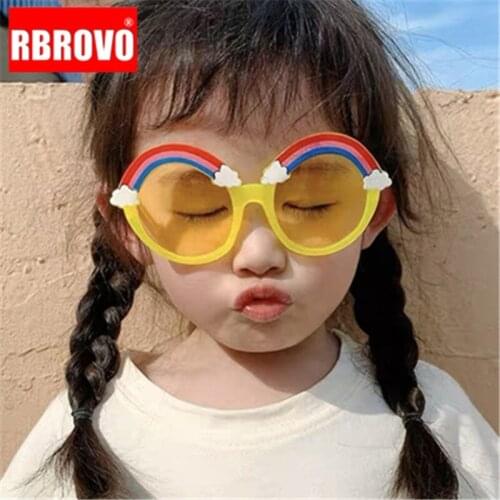 RBROVO 2021 Child Sunglasses Candy Rainbow Glasses For Baby Fashion Eyeglasses Brand Designer Glasses Round Kids Gafas De Sol