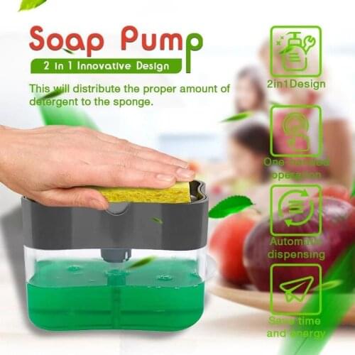 Soap Dispenser Soap Pump Sponge Caddy New Creative Kitchen 2-in-1 Manual Press Liquid Soap Dispenser