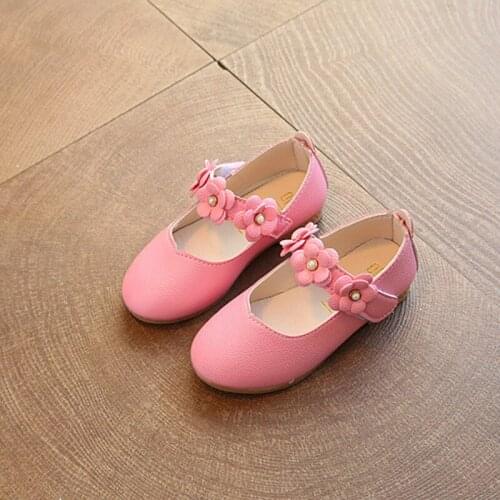 Girls Leather Shoes 2021 Spring and Autumn New Children Flats Princess Shoes Kids Flower Sweet for Wedding Cute Fashion Shoes