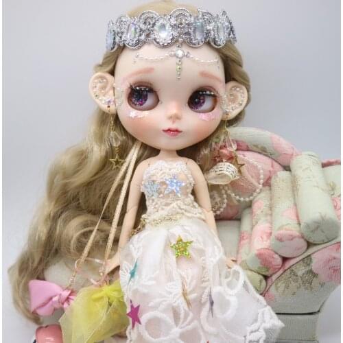 Customization doll DIY joint body Nude blyth doll For Girls Including clothes and Earrings beautiful girl