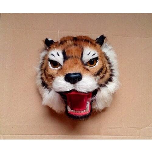 Simulation cute tiger head 22x22x19cm model polyethylene&furs tiger head model home decoration props ,model gift d428