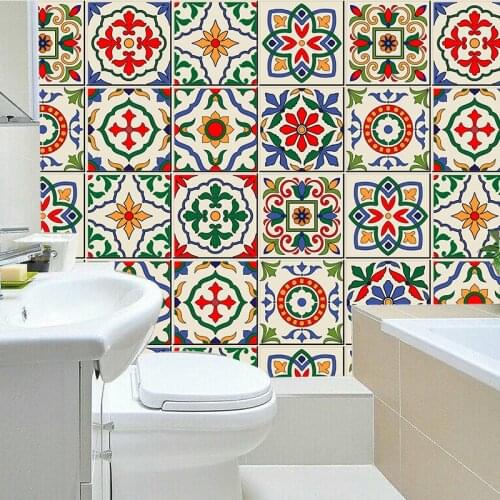 Moroccan Style DIY Mosaic Wall Tiles Stickers Wall Sticker Kitchen Adhesive Bathroom Toilet Waterproof PVC Wallpapers Waist Line