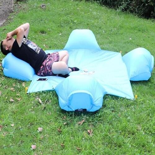 1-4 Persons Inflatable Pump Sofa Portable Waterproof Camping Mat With Pillow Air Mattress Outdoor Folding Picnic Lazy Bag