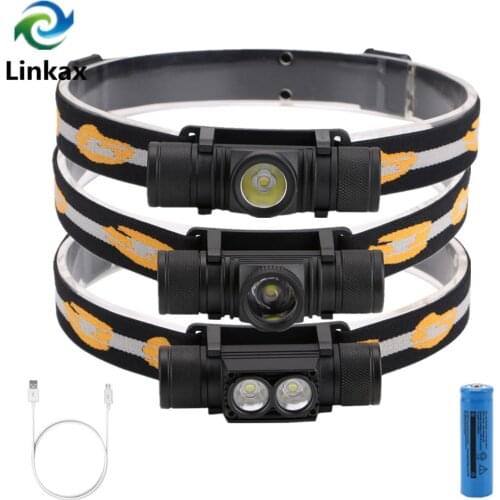 2019 CREE XM L2 LED Headlight Headlamp USB Charging White Light Head Lamp Flashlight 18650 Battery Headlamp For Camping Hunting