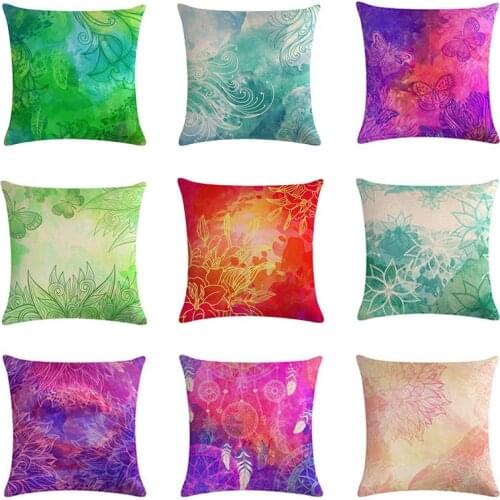 Flower Blossoms Green Leaves Color Plant Floral Art Cotton Linen Cushion Cover Pillow Case Decorative 45x45cm Pillow Covers