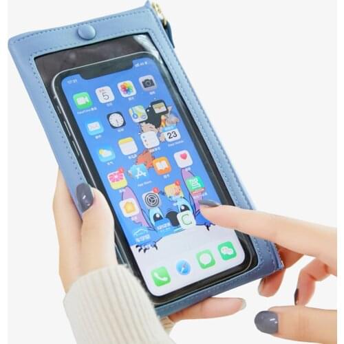 Transparent Touch Screen Retro Simple Mobile Phone Bag 2021 Women PU Chain Messenger Bags Small Flap Bag Mini Shoulder Bag