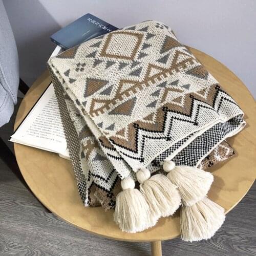 Bohemian sofa blanket lunch break shawl blanket Nordic girl wind blanket ethnic style art blanket air conditioning blanket