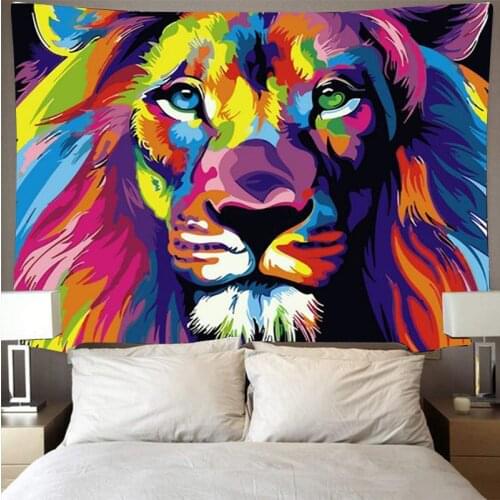 Psychedelic lion tapestry abstract wall hanging carpet bedroom decor animal blanket wall cloth