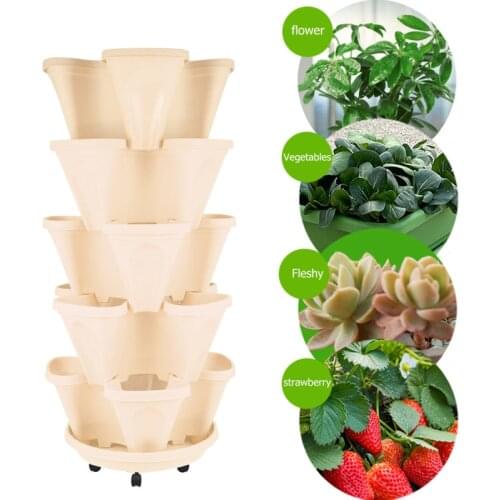 Stack-Up Type Stereoscopic Flower Pot Plastic Stackable Vertical Flower Plant Pot For Garden Home Garden Pots & Planters WWO66