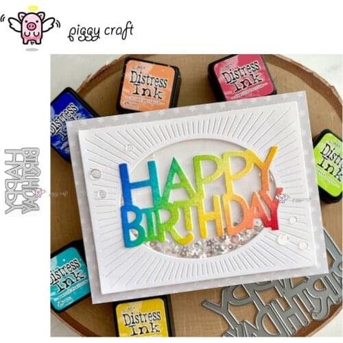 Piggy Craft metal cutting dies cut die mold Happy birthday letters Scrapbook paper craft knife mould blade punch stencils dies